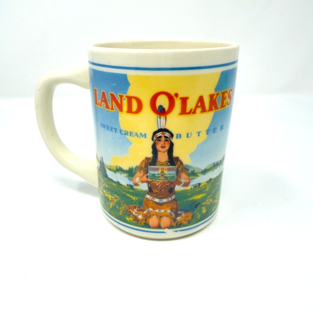 Vintage Land O'Lakes Sweet Cream Butter Coffee Mug Native American Logo Rare